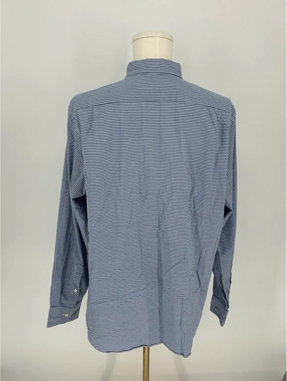 J.Crew Men's Blue White Striped Long Sleeve Woven Cotton Button Down Shirt XL